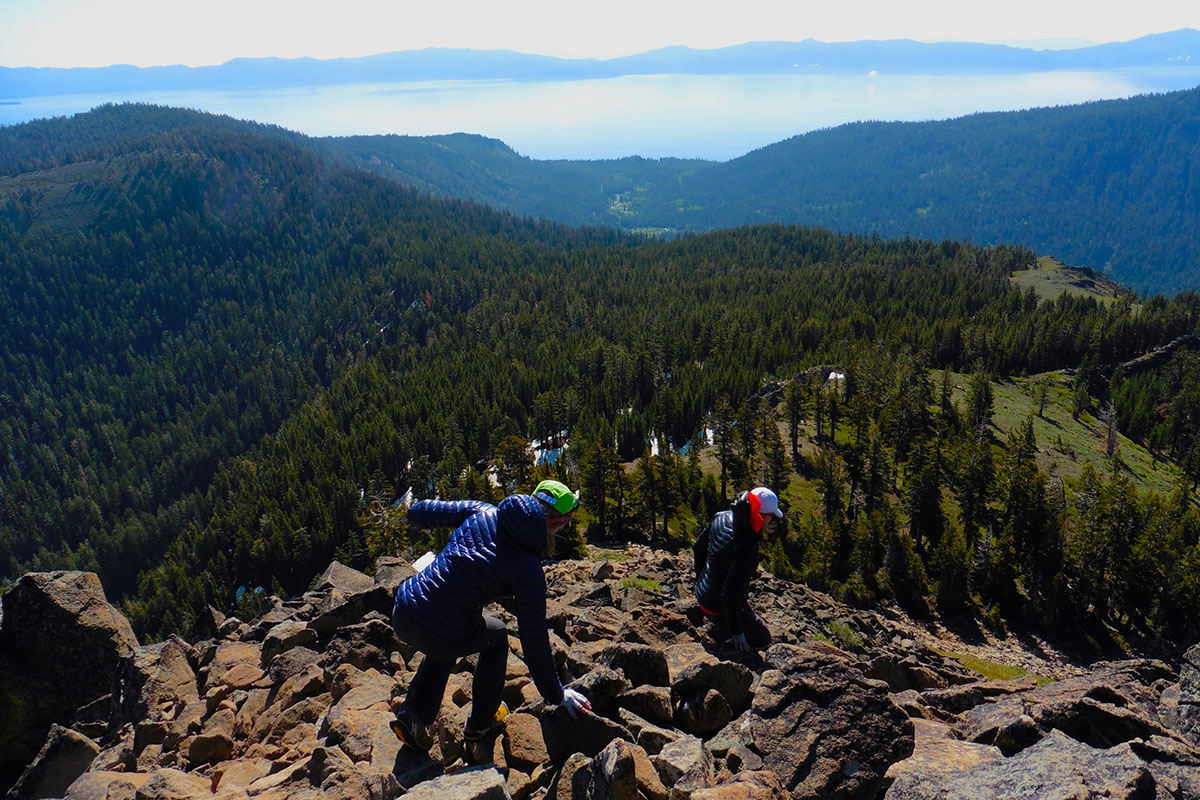Scramble down Twin Peaks side trip, Tahoe Rim Trail