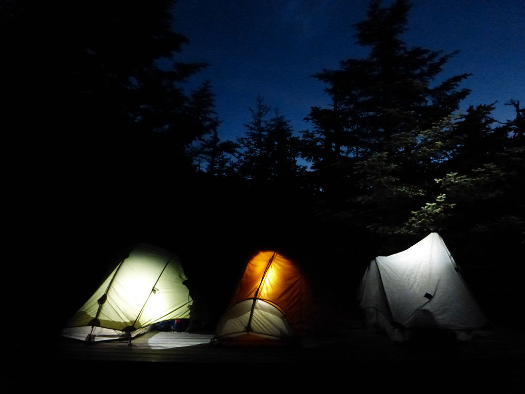 Tents aglow in Maine